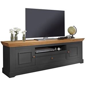 Woodroom Oslo TV-kast, televisietafel, lowboard, hout, grijs, voor televisie tot 70 inch