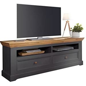 Woodroom Oslo TV-kast, televisietafel, lowboard, hout, grijs, voor televisie tot 70 inch