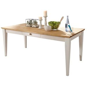 Woodroom Oslo eettafel tafel, massief grenen, wit gewaxt, 180x90 cm