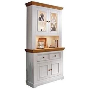 Woodroom Oslo dressoir vitrine van hout wit hoog en smal
