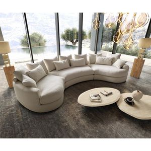 Mega-sofa Estrea Bouclé Crème Wit 410x155 cm ronde Bankstel