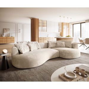 DELIFE Big-Sofa Edina, Cord Beige 330x170 cm