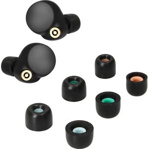kwmobile 6x cover voor oordopjes - geschikt voor Sony WF-1000XM4 - Van memory foam in zwart - Maat S, M en L