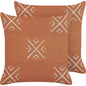 VITIS - Sierkussen set van 2 - Oranje - 45 x 45 cm - Katoen