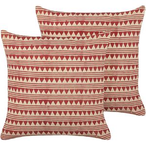 DEGLUPTA - Sierkussen set van 2 - Rood - 45 x 45 cm - Katoen