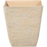 Bloempot set van 2 beige steen polyresin 39 x 39 x 43 cm binnen buiten vierkant plantenbak