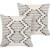 MYRTUS - Sierkussen set van 2 - Beige - 45 x 45 cm - Katoen