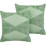 RHOEO - Sierkussen set van 2 - Groen - 45 x 45 cm - Katoen