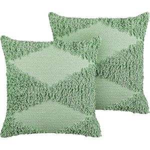 RHOEO - Sierkussen set van 2 - Groen - 45 x 45 cm - Katoen