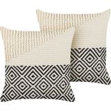 CALANTHE - Sierkussen set van 2 - Beige - 45 x 45 cm - Katoen