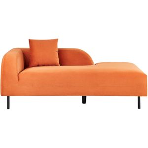 Chaiselongue Orange Samtstoff Linksseitig mit Kissen Modernes Design Retro Stil Relaxliege für Wohnzimmer Schlafzimmer Indoor