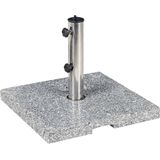 Parasolvoet grijs graniet roestvrij staal 45 x 45 cm 25 kg vierkant buiten terras balkon tuin parasolhouder standaard