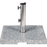 Parasolvoet grijs graniet roestvrij staal 45 x 45 cm 25 kg vierkant buiten terras balkon tuin parasolhouder standaard