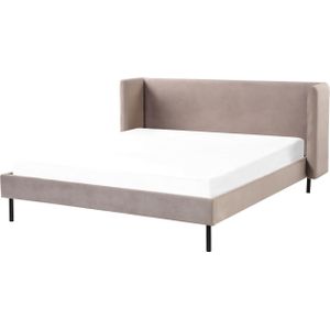 ARETTE - Tweepersoonsbed - Taupe - 160 x 200 cm - Fluweel