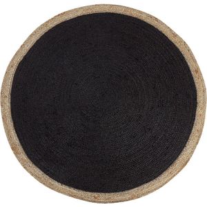 Beliani - Teppich Schwarz / Beige Jute ø 120 cm Rund Zweifarbig Natürlich Handgewebt Boho Fußbodenheizug Geeignet Wohnzimmer Schlafzimmer Esszimmer