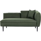 Chaise longue groen boucle stof metalen poten rechtszijdig met kussen modern design