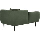 Chaise longue groen boucle stof metalen poten rechtszijdig met kussen modern design