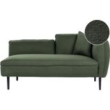 Chaise longue groen boucle stof metalen poten rechtszijdig met kussen modern design