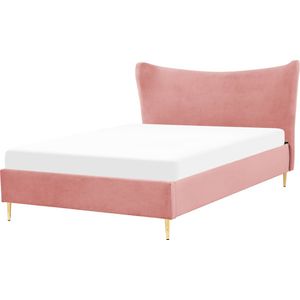 CHALEIX - Tweepersoonsbed - Roze - 140 x 200 cm - Fluweel