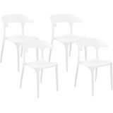 Set van 4 tuinstoelen wit polypropyleen lichtgewicht weerbestendig plastic binnen buiten stoelen modern