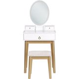 Kaptafel wit goud MDF 3 lades LED spiegel kruk woonkamer meubels glam ontwerp