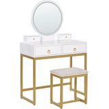 Kaptafel wit goud MDF 4 lades LED spiegel kruk woonkamer meubels glam ontwerp