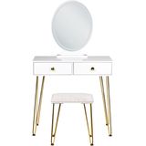 Kaptafel wit goud MDF 2 lades LED spiegel kruk woonkamer meubels glam ontwerp