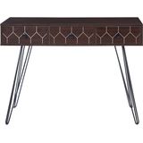 Console tafel dressoir 3 lades plank donkerhout tafelblad zwart metalen frame industrieel stijl MDF woonkamer