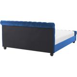 Beliani AVALLON - Tweepersoonsbed-Blauw-Fluweel