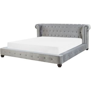 CAVAILLON - Waterbed - Lichtgrijs - 180 x 200 cm - Fluweel