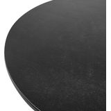 Buiten tuinset zwart aluminium 4-ztis stoelen tafel 110 cm latten stoelen grijze zitkussens