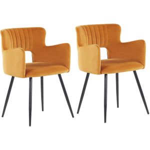 Set van 2 eetkamerstoelen SANILAC Fluweel Oranje