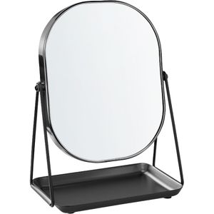 Make-upspiegel zwart metaal 20 x 22 cm kaptafel dubbelzijdig vergrotende spiegel decoratief