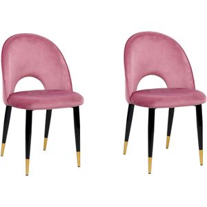 MAGALIA - Eetkamerstoelen set - Roze - Fluweel