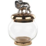 Set van 2 decoratieve potten goud en zilver aluminium opbergpotten dieren motief deksel doorzichtig transparant
