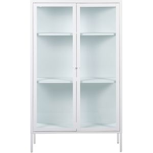 Kantoorkast wit Staal 90 x 35 x 150 cm Metaal 2 Deurs Glazen Voor- en Zijkanten Display