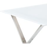 ATTICA - Eettafel - Wit/Zilver - Veiligheidsglas