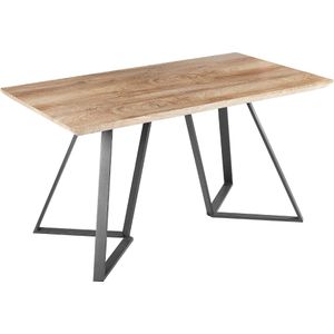 Eettafel set lichthout met zwart metalen poten rechthoekige tafel met bankje modern minimalistisch eetkamer keuken