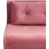 Tweepersoons bank roze fluweel decoratieve kussens metalen poten goud slaapfunctie verstelbare rugleuning minimalistisch glamoureus woonkamer