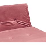 Tweepersoons bank roze fluweel decoratieve kussens metalen poten goud slaapfunctie verstelbare rugleuning minimalistisch glamoureus woonkamer