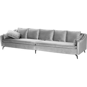 Sofa lichtgrijs fluweel 4-zitsbank extra kussens moderne glamour woonkamer meubels