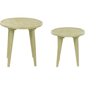 Beliani MAHARO - Bijzettafel set - Groen - Mangohout