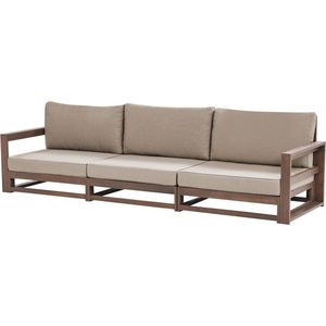 Gartensofa Dunkelbraun Akazienholz Auflagen Taupe 3-Sitzer Sofa Retro Landhaus Stil Terrasse Outdoor Außenbereich
