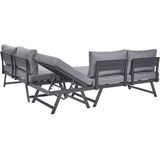 Loungeset met salontafel 5-zits grijze kussens aluminium verstelbare zitting salontafel modern ontwerp