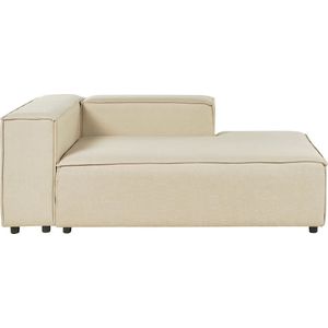 Chaise longue beige linnen bekleding synthetische poten linkszijdig moderne woonkamer aprica