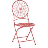 Tuinset bistroset ijzer inklapbaar rood 2 stoelen tafel buiten UV roest vrij franse retro stijl
