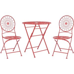 Beliani SCARIO - Bistro set - Rood - IJzer