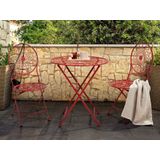 Tuin bistro tafel rood ijzer inklapbaar buiten UV roest bestendig Franse retro stijl