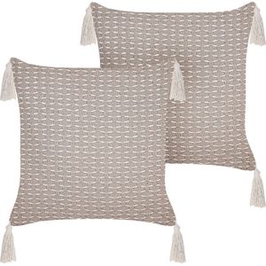 HAKONE - Set van 2 kussens - Taupe - 42 x 42 cm - Polyester