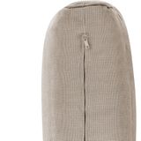 Tuinbank mahonie bruin met taupe acaciahout buiten tweezits met kussens modern ontwerp